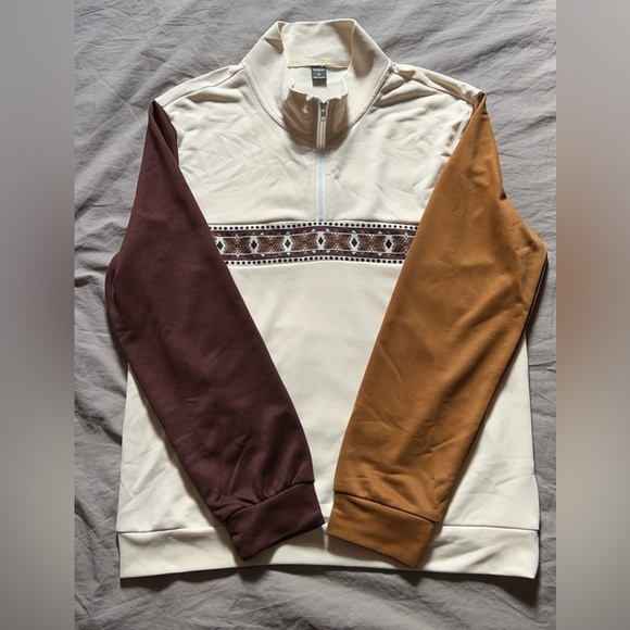 men’s medium warm colourblock long sleeve zip up collar - Picture 2 of 4